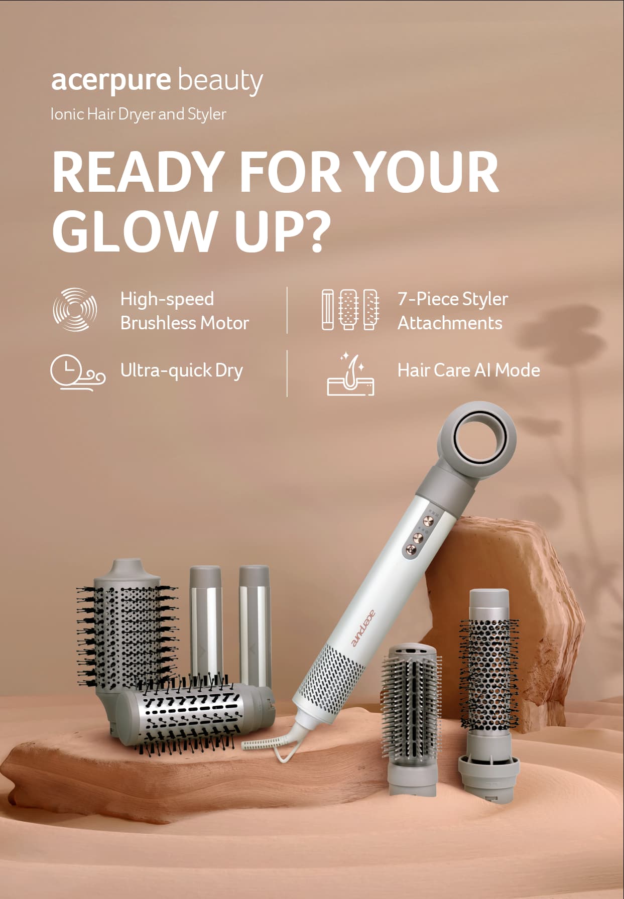Acerpure Beauty DS744 10W Ionic Hair Dryer and Styler