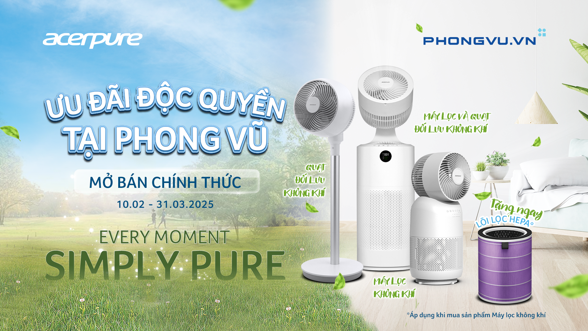ƯU ĐÃI MỞ BÁN CHÍNH THỨC ACERPURE TẠI VIỆT NAM: TẶNG NGAY LÕI LỌC HEPA KHI MUA MÁY LỌC KHÔNG KHÍ TẠI HỆ THỐNG PHONG VŨ TỪ 10.02.2025