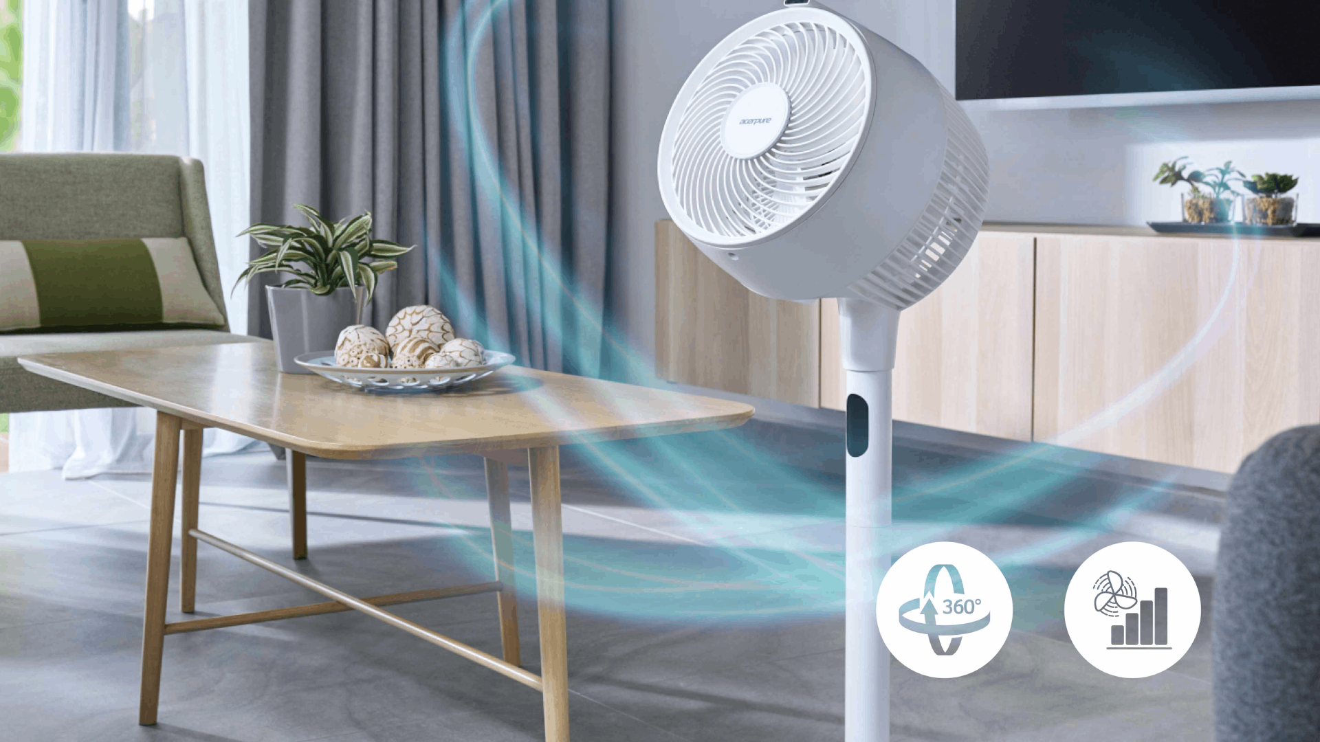 TẠO LUỒNG KHÍ MÁT TỰ NHIÊN NHƯ NGOÀI TRỜI VỚI QUẠT ĐỐI LƯU KHÔNG KHÍ ACERPURE COZY